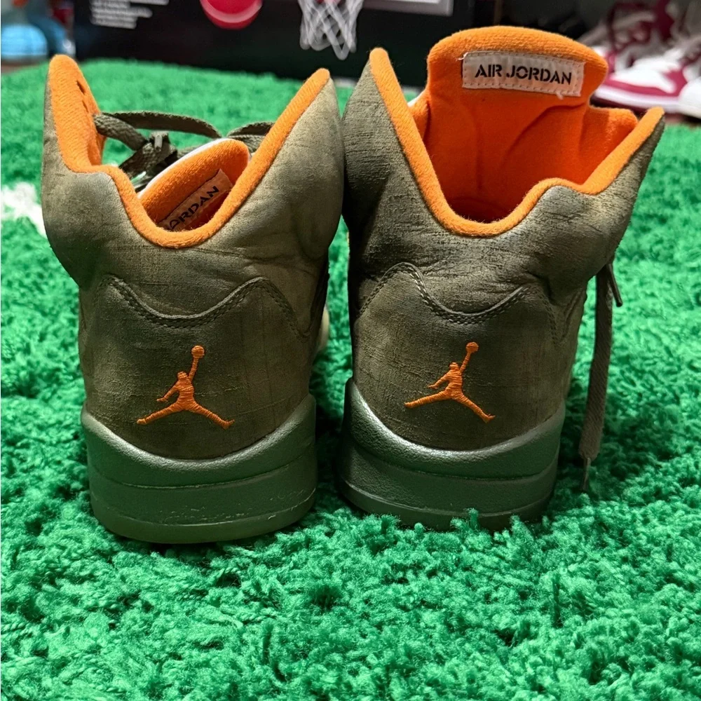 NIKE AIR JORDAN V 5 RETRO LS ARMY OLIVE GREEN ORANGE UNDEFEATED